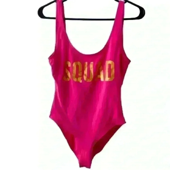 PINK ONE PIECE  SWIMWEAR SQUAD SIZE S-M - Picture 1 of 10